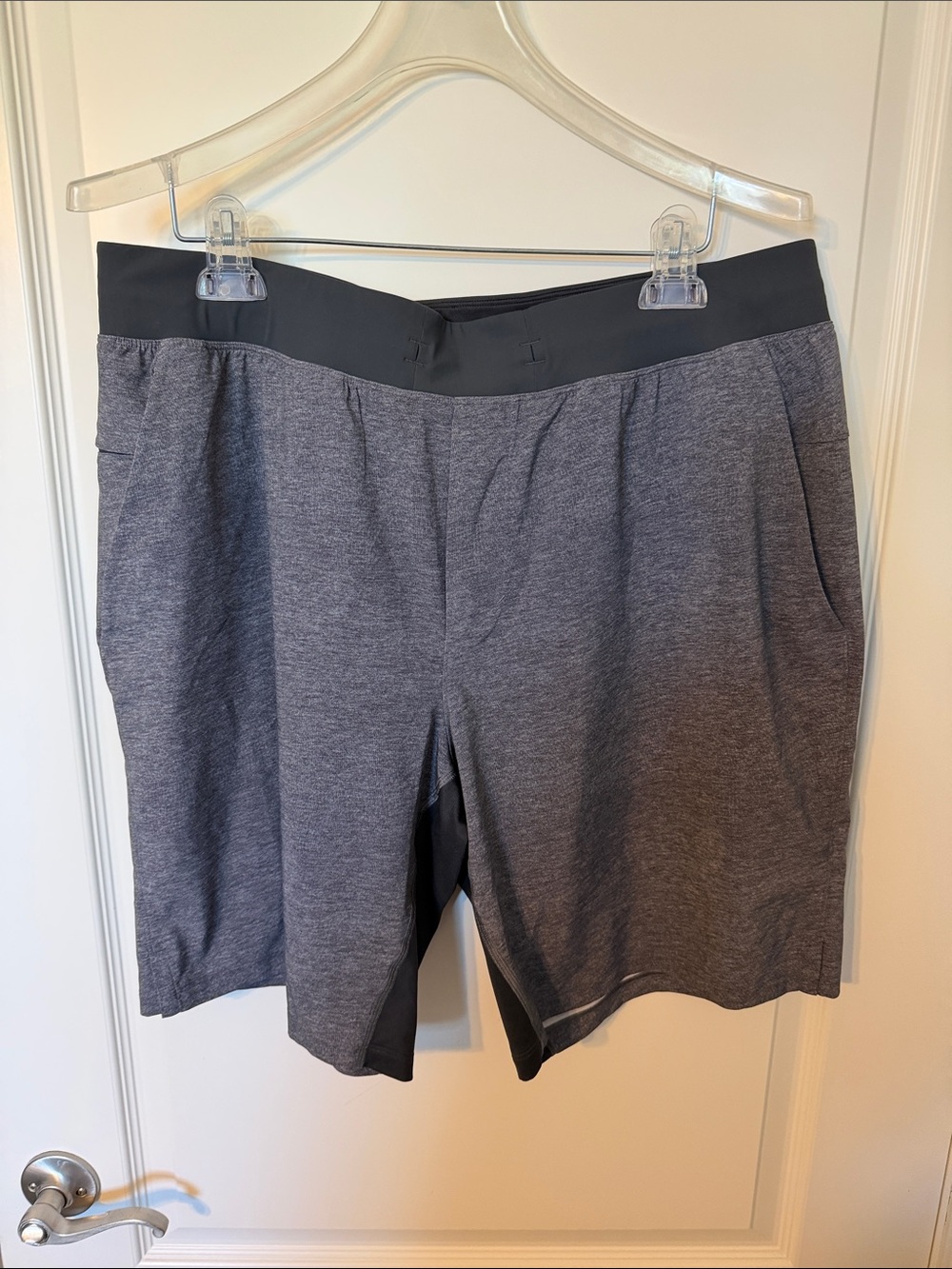 lululemon athletica Men's Heather Gray Athletic Shorts with Black Waistband